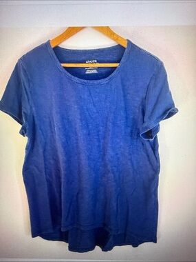 Chico's Woman Blue Short Sleeve Pullover Casual The Ultimate Tee Shirt Size 3